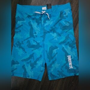 FORTNITE Epic Games Blue Swim Shorts Size XL 14-16 Board shorts Beach Travel